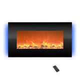 Northwest Electric Fireplace - 30 Inch Wall Mounted Fireplace - 13 Backlight Colors and Remote Controlled LED Flames, Heat, and Brightness (Black) Northwest