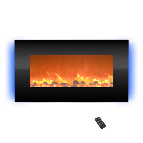 Northwest Electric Fireplace - 30 Inch Wall Mounted Fireplace - 13 Backlight Colors and Remote Controlled LED Flames, Heat, and Brightness (Black) Northwest