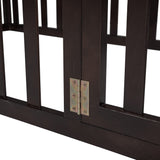 Harper & Bright Designs Twin Walnut Montessori Floor Bed with Fenced Design and Door for Kids Harper & Bright Designs