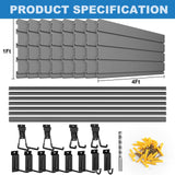 Duzzy Slatwall Panel, 4' H x 8' W PVC Slat Wall Paneling for Garage Wall Storage Organizer with Slatwall Hooks and Hangers (Grey) Duzzy