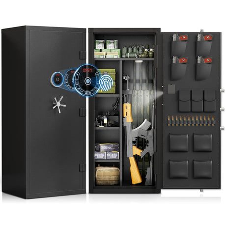 Luzfuego 20-25 Large Gun Safe, Biometric Rifle Safe with LCD Keypad, Unassembled Long Gun Cabinet for Rifles and Pistols with Mute Mode, Dual Alarm & Gun Rack Luzfuego