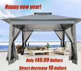 COBIZI 12x12 Pop Up Gazebos On Clearance - Upgrade Easy Up Metal Outdoor Gazebo Waterproof - Portable Gazebo with Mosquito Nettings, 4 Ropes 8 Stakes and Carry Bag for Patio Garden(Dark Gray) COBIZI