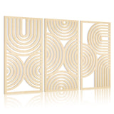 BINCUE 3 Panels Arches Shapes Wall Art Boho Decor Abstract 3D Hollow Wood Wall Art for Kitchen Bathroom Living Room Decorative BINCUE