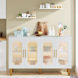 Tribesigns Modern Buffet Cabinet, LED Light Sideboard Cabinet with Acrylic Doors, 55" Coffee Bar Accent Storage Cabinet for Living Room, Dining Room, White Tribesigns