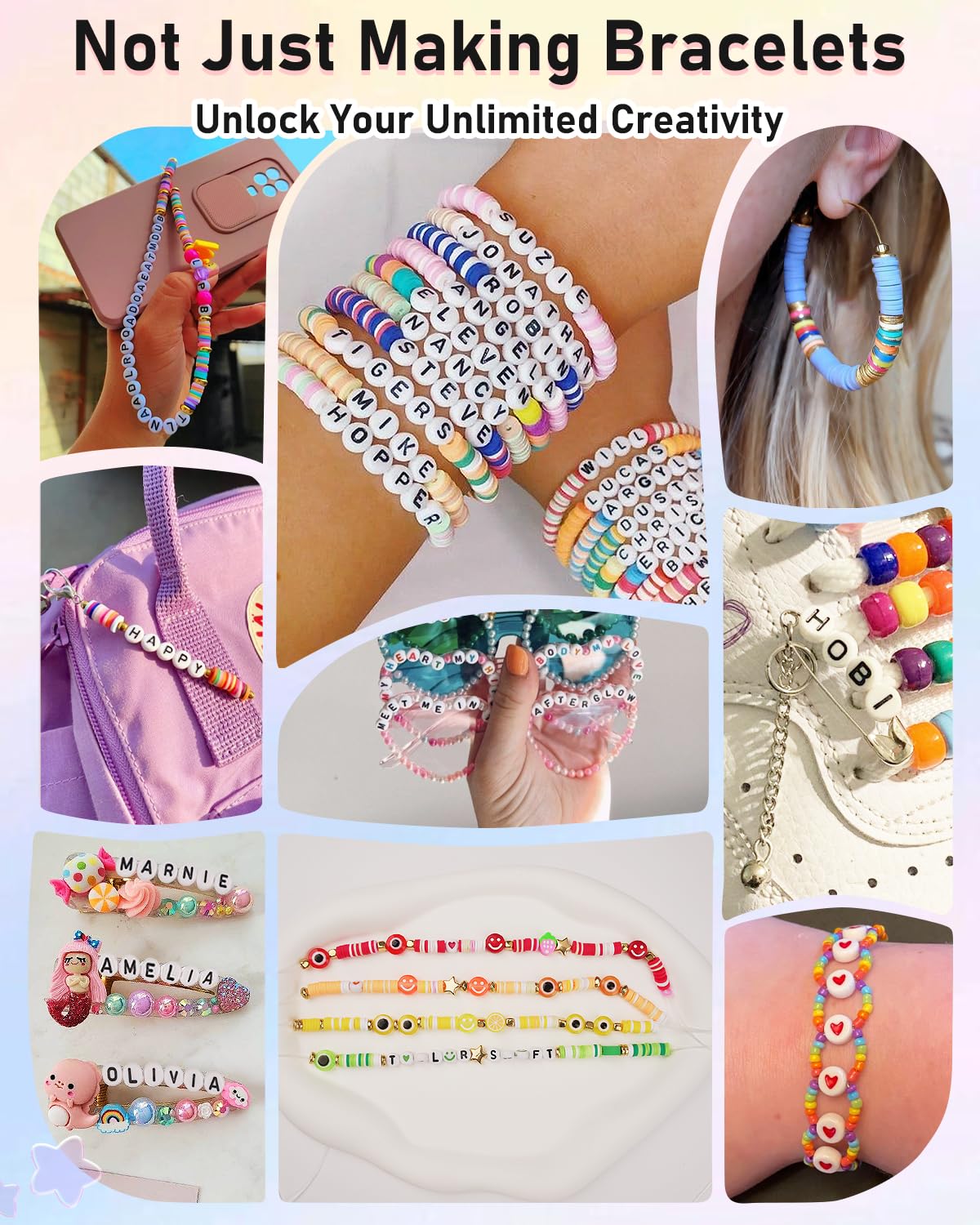 Mio Angle Bracelet Making Kit for Beginner 5000Pcs Preppy Polymer Friendship Bracelet Making with Charms Kit for Jewelry Making DIY Arts and Crafts Birthday Gifts Toys for Kids Age 6-13 Mio Angle