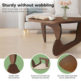 Mid Century Modern Solid Wooden Coffee Table,Small UniqueTriangle Wood Center Tables, Sturdy TeaTable Suitable for Living Room Bedroom Balcony Patio Walnut Iuturna