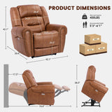 EONIX Classical Large Power Lift Recliner Chair for Elderly with Heat and Massage, Dual Motor Lay Flat Electric Lift Chair Recliner for Adults, Living Room, Bedroom, SLRY005061, Nut Brown EONIX