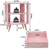 Aenuert Night Stand, Pink Kids Nightstand with Drawer, Nursery Side Table with Open Storage, 2-Tier Modern End Table, Bedside Table for Small Space, Living Room, Bedroom Aenuert