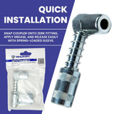 Grease Gun Coupler - 90 Degree Grease Coupler Snaps on to Grease Fittings in Tight Spaces - Joint - High Pressure Grease Nozzle Fittings - BEAU-5046 BEAUFORT