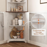 Lifewit Tall Corner Cabinet, Farmhouse Storage Cabinet with Barn Door Design & Adjustable Shelves, Home Space Saver for Bathroom, Living Room, Rustic White Lifewit