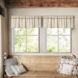 2 Pack Cotton Linen Valance for Windows with Burlap Lace Trim Rustic Farmhouse 12 inch Kitchen Valance Rod Pocket Neutral Short Curtain Topper Window Treatment Oindec
