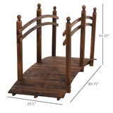 Outsunny 7.5' Fir Wood Garden Bridge Arc Walkway with Side Railings, Perfect for Backyards, Gardens, & Streams, Carbonized Aosom