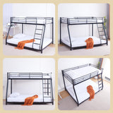 KAIFAM Metal Bunk Bed, Full Size Bed Frame for Adults, Twin Over Full Bunk Bed with Safety Guardrail and Ladder, Trundle Bed Twin, No Box Spring Needed, Noise Free for Apartment, Bedroom (Black) KAIFAM