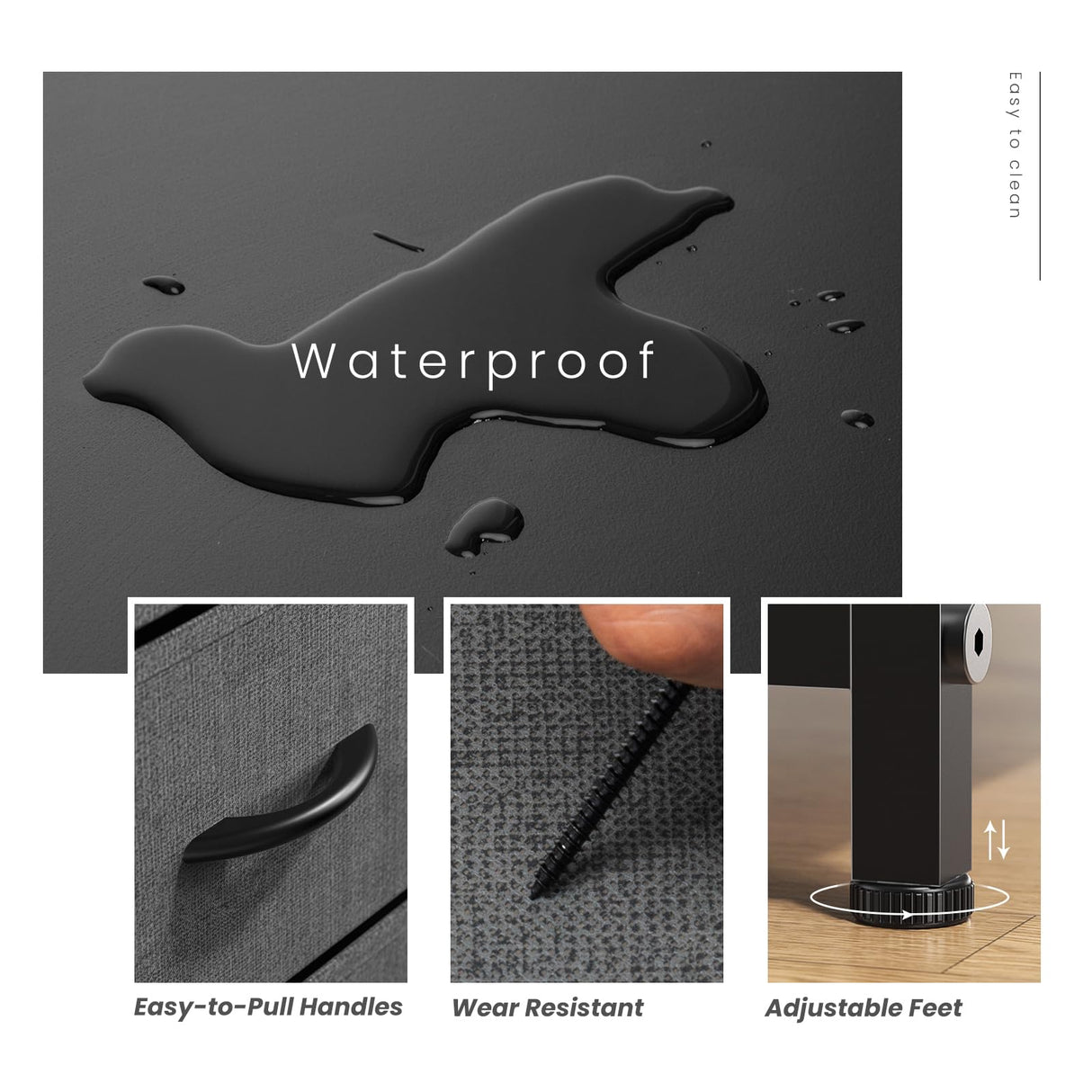 Sweetcrispy 7 Drawer Dresser Storage Organizer with Fabric Bins, Sturdy Steel Frame and Wood Top, Easy Pull Handles, for Bedroom Closet Hallway Entryway,Grey Sweetcrispy