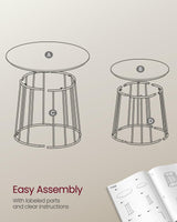 VASAGLE Round Coffee Tables, Set of 2, Modern Circle Side Tables with Steel Frame, for Living Room, Bedroom, Rustic Brown ULCT045K01 VASAGLE