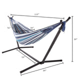 Fabric Hammock with Stand Included - Portable Hammock with Carry Bag and Powder-Coated Steel Frame for Travel or Backyard by Pure Garden (Blue Stripe) Pure Garden