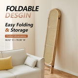 Aletheiawu 6 Panel Room Divider, 5.6 Ft Foldable Wood Room Divider Screen, Hand-Woven Rattan Folding Privacy Screens with Double Hinges, Wall Divider for Room Separation Bedroom Home Office - Natural Aletheiawu