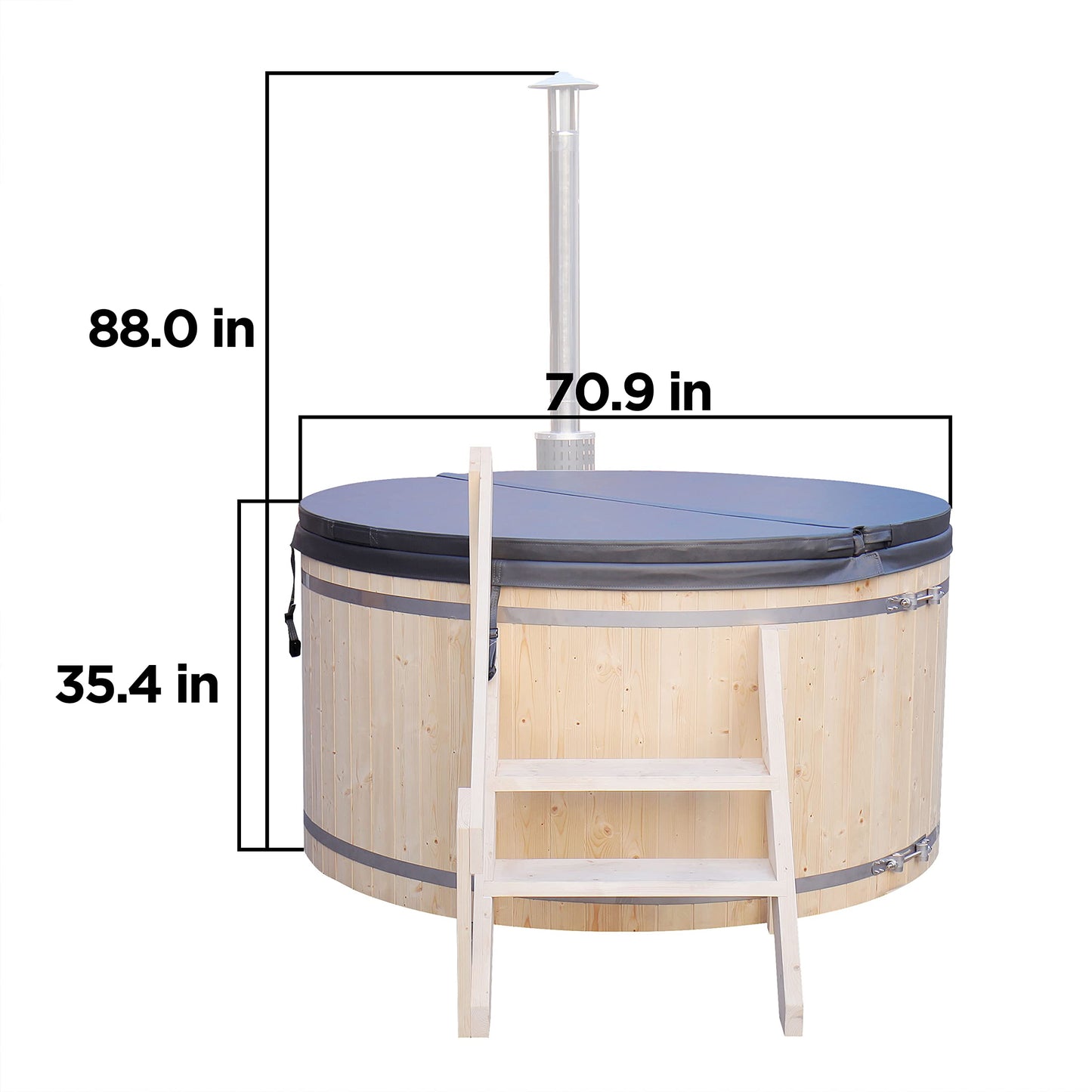 Wood-Fired Hot Tub and Ice Bath | Wood-Burning Hot Tub | Cold-Plunge Tub | 4-5 Person | 422 Water Gallon Capacity | Pine - WoodArtSupply