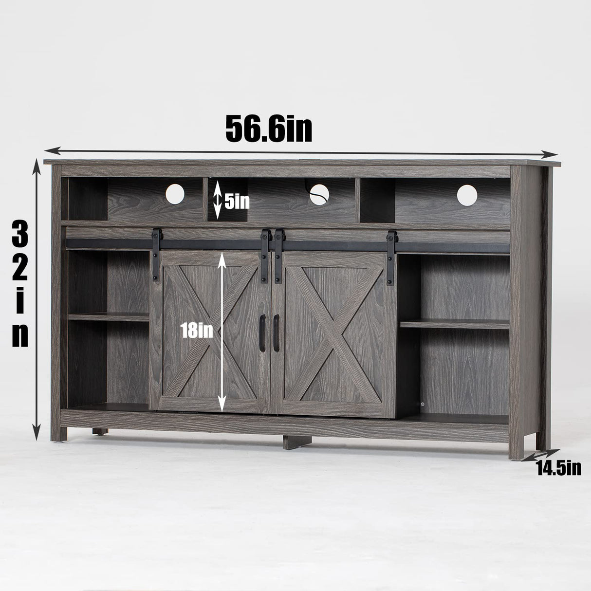 Bolonbi Rustic LED TV Stand for 65 inch TVs with Sliding Barn Doors and Storage Shelves Bolonbi