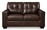 Signature Design by Ashley Santorine Transitional Tufted Leather Match Loveseat, Dark Brown Signature Design by Ashley