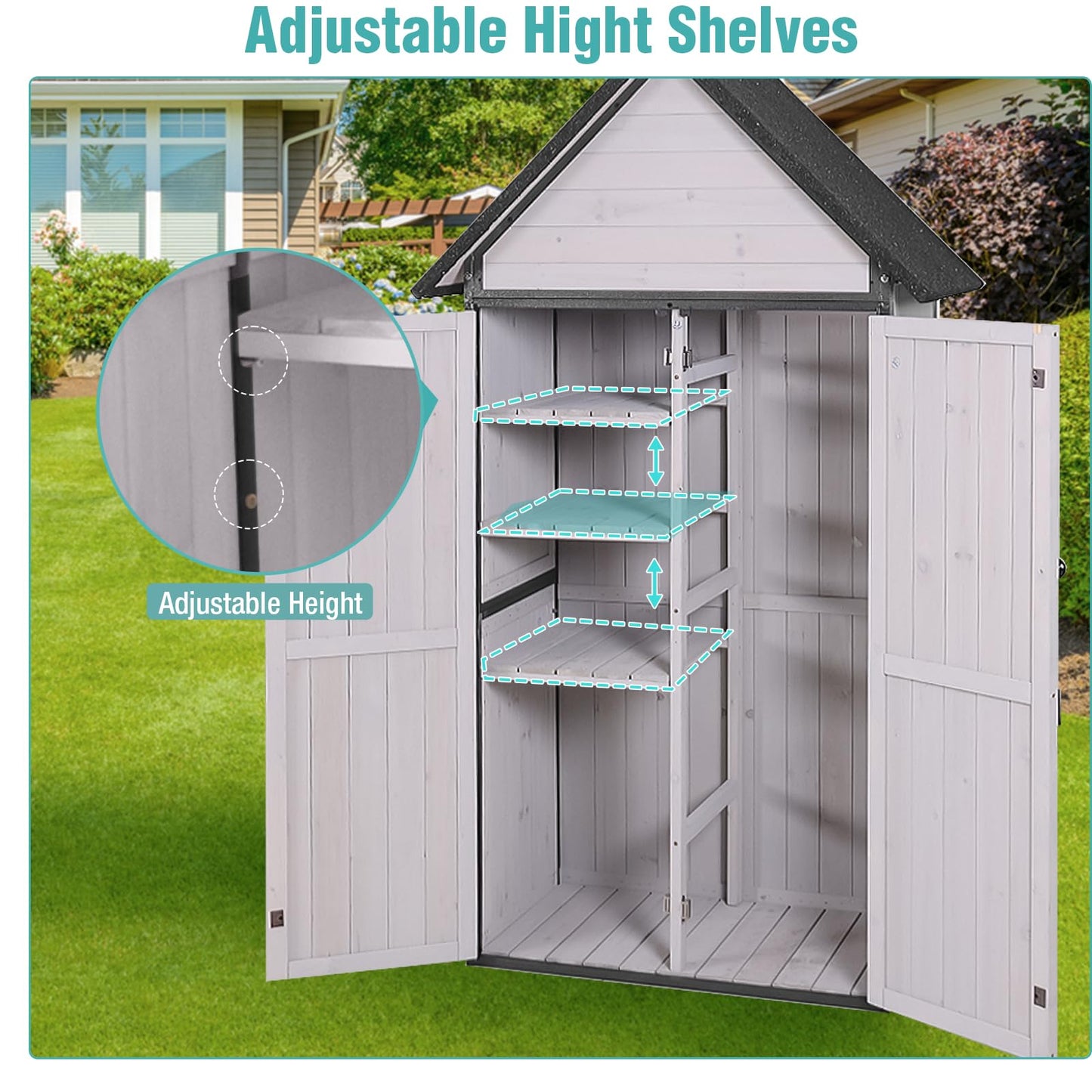 Sheds Outdoor Storage,Garden Shed with Metal Frame Structure and Adjustable Shelves,Large Capacity Storage Tool Cabinet Box for Backyard Garden Patio Lawn (Off White)