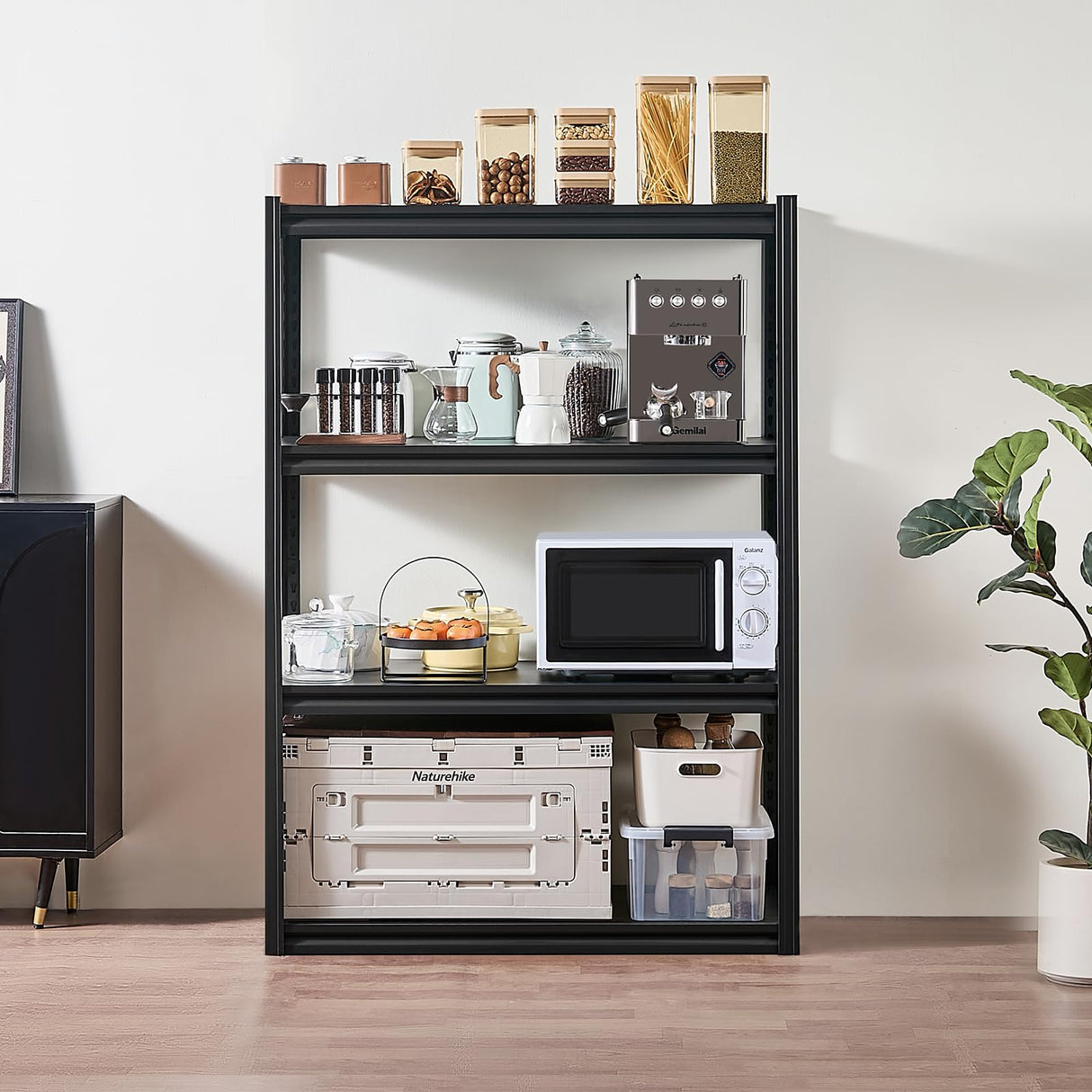 VEVOR Storage Shelves, 2400 lbs, 4 Tier Garage Storage Shelving, 20" D x 40" W x 57" H Adjustable Metal Shelves for Garage Shelves Utility Rack Shelf, Ideal for Kitchen, Warehouse, Basement, Black VEVOR