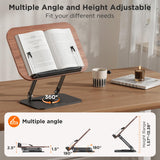 BEAUTRIP Book Stand for Reading, Foldable Book Holder for Desk Hands Free, Display Stand for Office, Kitchen, Cookbooks, Textbook, Recipe, Magazines, Tablets and Laptops with 360° Rotating Base BEAUTRIP