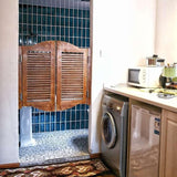 Cafe Doors Swinging Doors,Retro Louvered Café Interior Saloon Swing Solid Wood Door,Wooden Double Door Partition Door Bar Kitchen Auto Close Fence Half Waist Door,Custom (W 32 x H 36in) FENGSHOUU