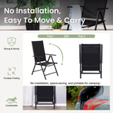 PHI VILLA 5 Pcs Patio Dining Set with Patio Table and Chairs, Outdoor Dining Set for 4 with Adjustable Patio Folding Chairs & Square Patio Dining Table with 1.57" Umbrella Hole, Black PHI VILLA