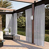 SpaceDresser Waterproof Outdoor Sheer Curtains for Patio - 2 Panels Rod Pocket Indoor Voile Sheer Curtain for Living Room,52W x 84L inch, Grey SpaceDresser