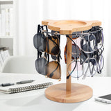 Sunglasses Organizer Glasses Holder Stand with 360 Rotating Display Eyeglasses Rack Wood Base for up to 12 Pairs of Eyewear for Table Dresser Desk DTUQYX