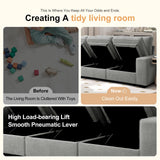 COOSLEEP 100" Sofa with Seats Storage, Comfy 3-Seater Chenille Fabric Couch for Living Room, Office, Apart W/Deep Seat, USB Charging, Upholstered Couch with Removable Cover (Light Grey) COOSLEEP HOME