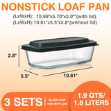M MCIRCO 6-Piece Glass Loaf Pan with Lids Set, Meatloaf Pan With Airtight Lids, Loaf Pan For Bread, Cake, Pastries, Easy Grip, Fridge-to-Oven (1800ML/1.9Qt/ 7.2 Cups) M MCIRCO