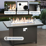 RTDTD Aluminum Patio Furniture Set with Fire Pit Table, 7 Seats Patio Outdoor Conversation Set with Swivel Chair Modern Metal Patio Sectional Sofas with Upgrade Cushions for Patio, Backyard (Grey) RTDTD