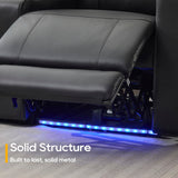 P.H.Furn Power Reclining Loveseat Sofa, Adjustable Headrest, Blue LED Lighting, Home Theater Seating with Storage, Cup Holders, USB, Wireless Charging, Living Room RV P.H.Furn