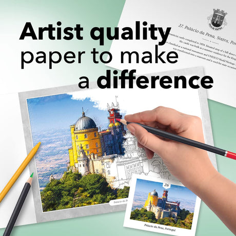 Castle Arts Castles Colouring Book | 36 Stunning Castles Curated by in-House Artists to Focus The Mind | with Colour Reference Guide | No Show-Thru Artist Grade Paper | Frameable Landscape A4 Size Castle Art Supplies