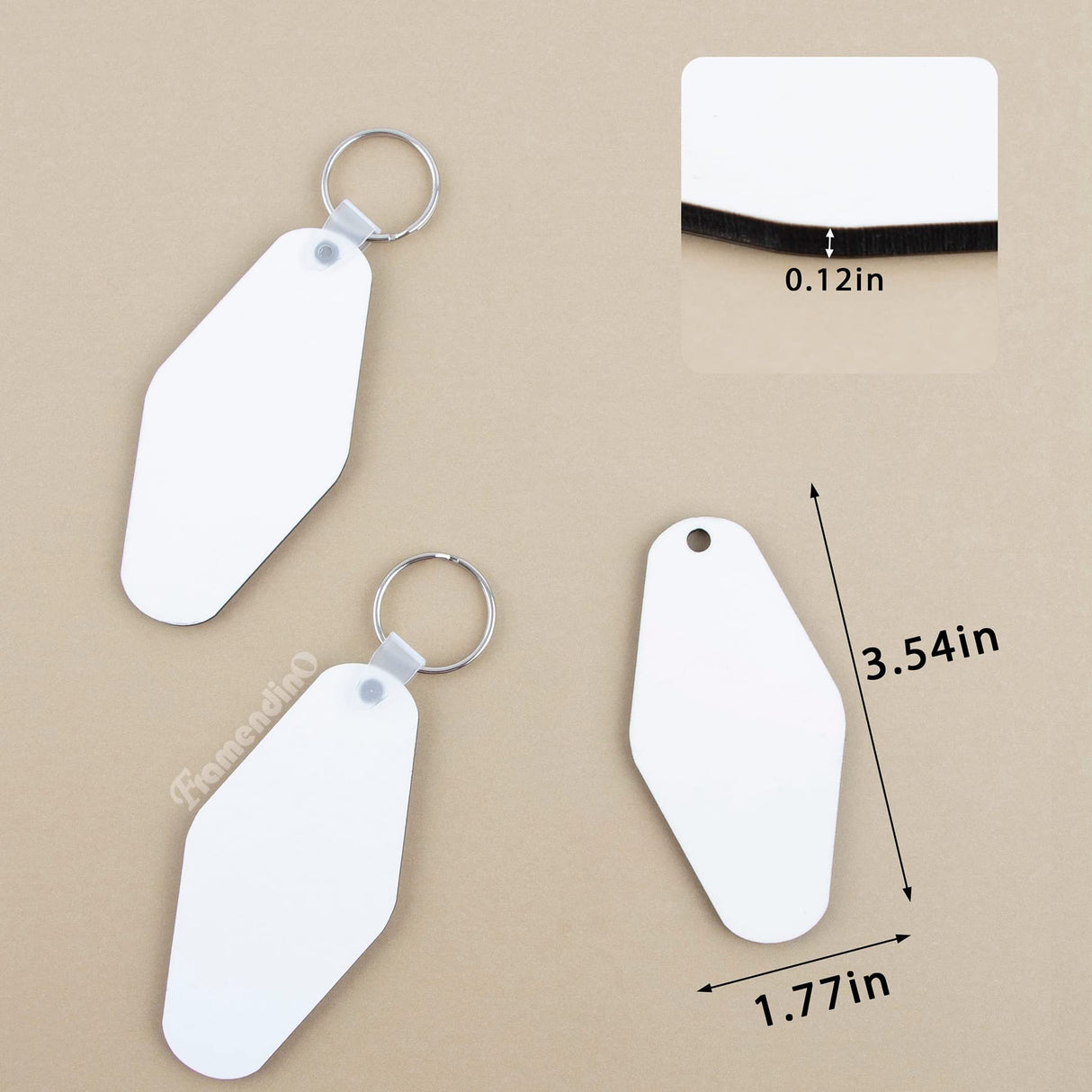 Framendino, 16 Pack Motel Hotel Shape Sublimation Blank Keychains IY Heat Transfer Keychain with Key Rings Framendino