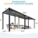 AECOJOY 18' x 8' Gazebo for Patio, Large Wall-Mounted Hard Top Lean-to Gazebo Pergola with Roof 8' x 18' on Clearance, Heavy Duty Patio Awnings for Decks, Backyard AECOJOY