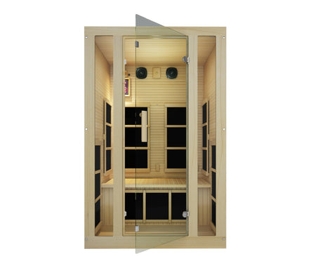JNH Lifestyles Joyous 2 Person Canadian Hemlock Low EMF Far Infrared Sauna JNH Lifestyles