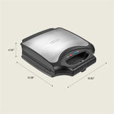 BELLA Classic Waffle Iron, 4 Square Belgian Waffle Maker, Non-stick Extra Large Plates for Easy Cleanup, Cool Touch Handles, Stainless Steel, Black, 1400W BELLA