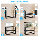 VOWNER 55-75 Gallon Fish Tank Stand - Metal Aquarium Stand, 48.4" x 14.9" x 29.5" Heavy Duty Reptile Tank Stand, Adjustable 2-Tier Fish Tank Rack Shelf for Home Office, Tank not Included, Black VOWNER