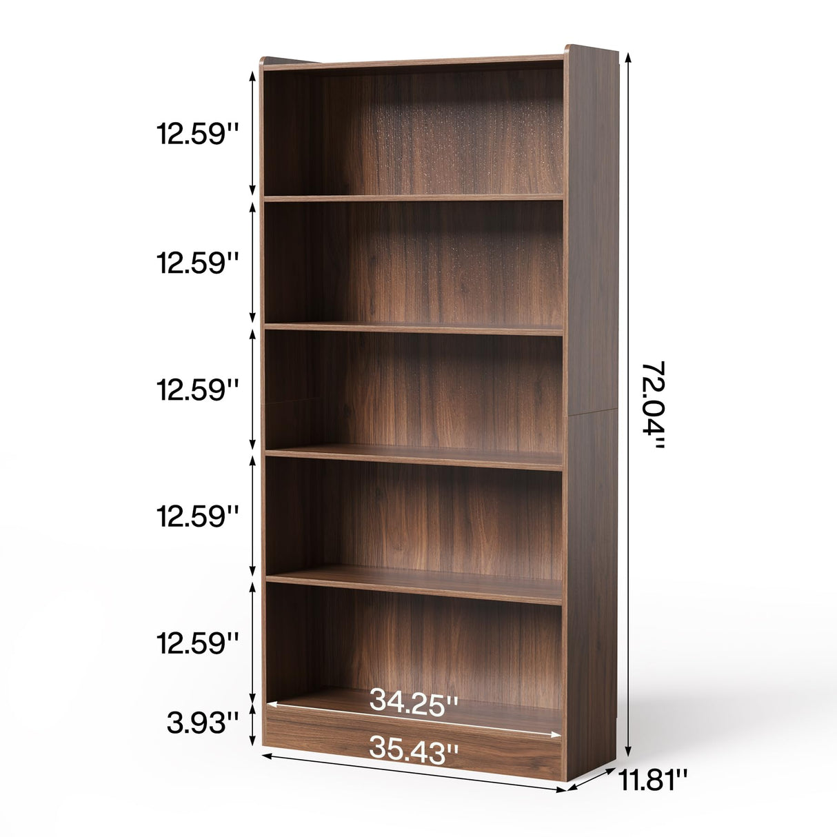 LITTLE TREE 72-Inch Tall Bookcase, 6-Tier Wooden Large Bookshelf, Wide Bookcase Bookshelves, Freestanding Modern Display Shelving Unit for Living Room, Bedroom, Office, Rustic Brown LITTLE TREE