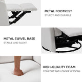 COLAMY Swivel Rocking Recliner Chair, Nursery Rocker Glider Recliner with Extra Large Footrest, Deep Seat, High Back, Upholstered Fabric Reclining Single Sofa for Living Room-White COLAMY