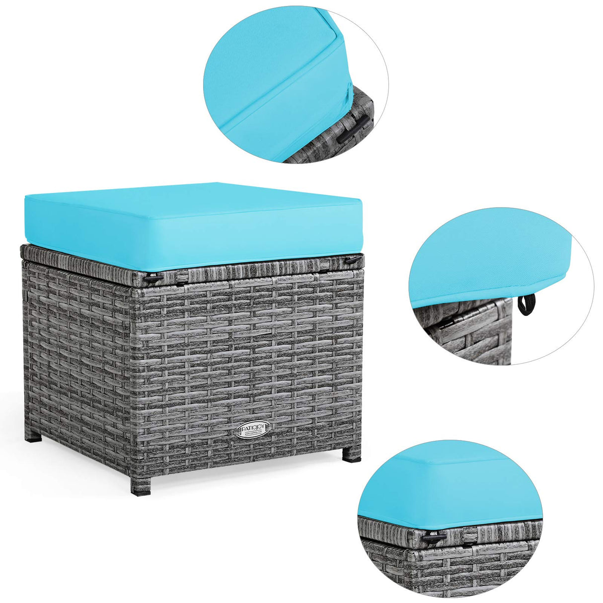 Tangkula 7 Pieces Patio Furniture Set, Outdoor Sectional Rattan Sofa Set with Cushions, All Weather Wicker Conversation Couch Set w/Dining Table & Ottomans for Backyard Garden Poolside (Turquoise) Tangkula