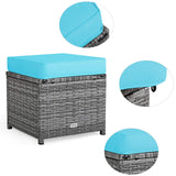 Tangkula 7 Pieces Patio Furniture Set, Outdoor Sectional Rattan Sofa Set with Cushions, All Weather Wicker Conversation Couch Set w/Dining Table & Ottomans for Backyard Garden Poolside (Turquoise) Tangkula