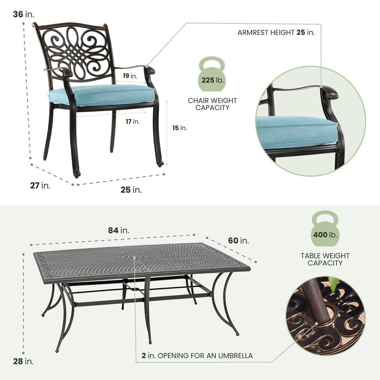 Hanover Traditions 11-Piece Patio Dining Set with 10 Stationary Chairs, Plush Blue Cushions, and Extra Large Dining Table, Patio Dining Set for 10, All-Weather Rust-Resistant Luxury Outdoor Dining Set Hanover