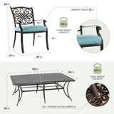 Hanover Traditions 11-Piece Patio Dining Set with 10 Stationary Chairs, Plush Blue Cushions, and Extra Large Dining Table, Patio Dining Set for 10, All-Weather Rust-Resistant Luxury Outdoor Dining Set Hanover