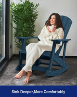 YEFU Outdoor Rocking Chair,Adirondack Rocking Chair,Patio Rocker Chair with Wide Back,Oversized Rocker Chair Look Like Real Wood, for Lawn, Porch, Backyard, Indoor and Garden(Navy Blue) YEFU