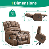VIVIJASON Large Dual OKIN Motor Power Lift Recliner Chair for Elderly Big Man, 180° Lay Flat Electric Recliner with Heat & Massage, Infinite Position, 2 Remote Controls, Side Pockets & USB Port, Brown VIVIJASON