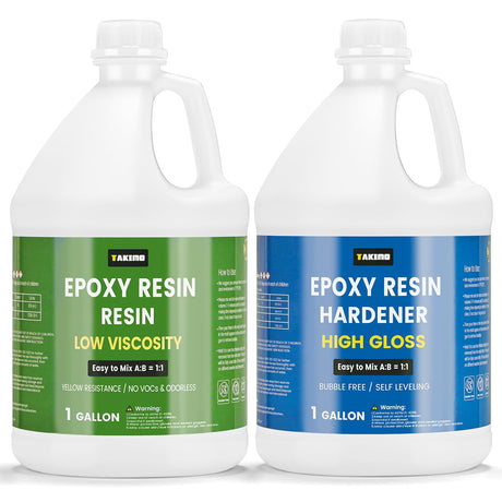 TAKIMO 2 Gallon Crystal Clear Resin Kit,No Bubble & Not Yellowing Epoxy Resin for Coating, Casting, Table Top,DIY, Bar Top, River Tables, Resin Art, Wood with High Gloss Finish TAKIMO